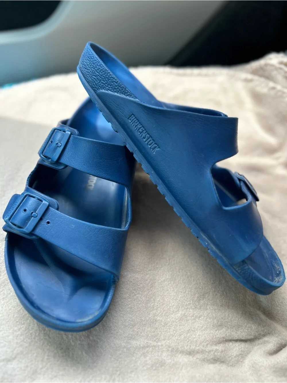 Mens Birkenstock Arizona EVA Blue Double-Buckle Slide Sandals size 12(45)